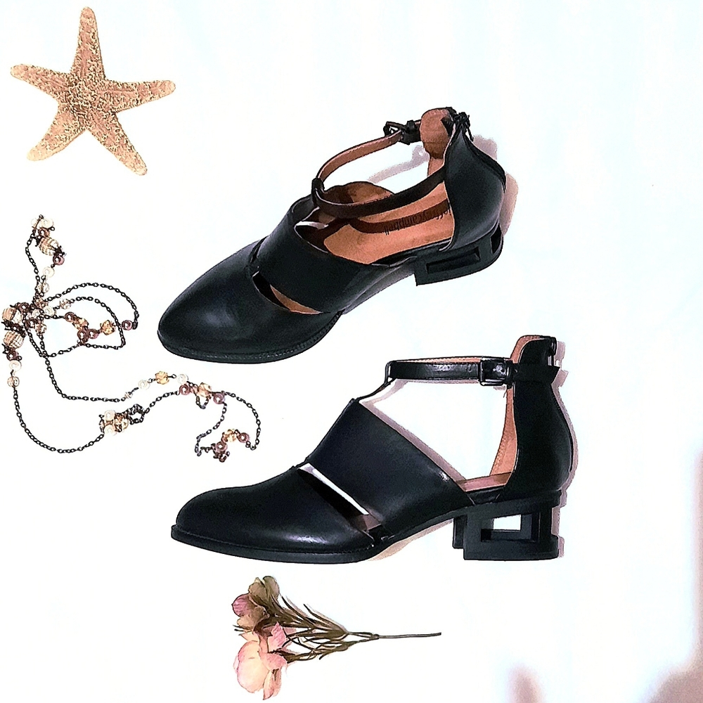 Jeffrey Campbell Black Cutout Ankle Strap Shoes